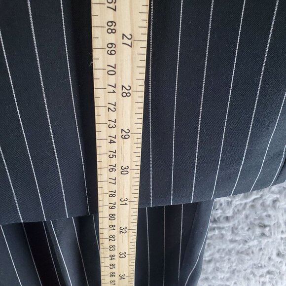 Vinci Suit Mens 46S 40x28 Black Pinstripe Two Piece Polyester Blend Suit *Read* - Picture 7 of 16
